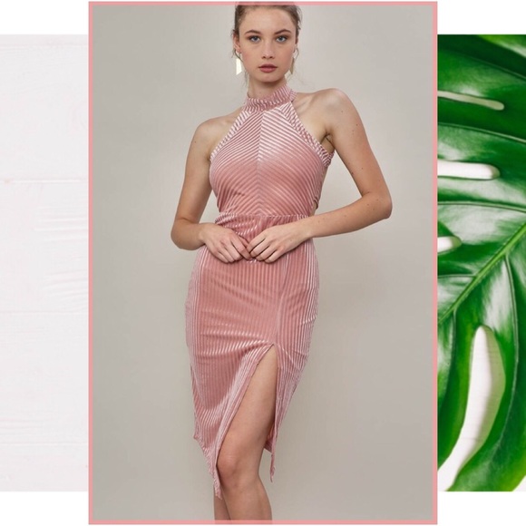 Dresses & Skirts - “Velvet” Stripe Halter Dress